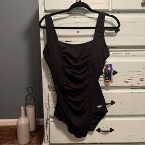 Speedo Women's Elegant Black One-Piece Swimsuit. Size 14, NWT.